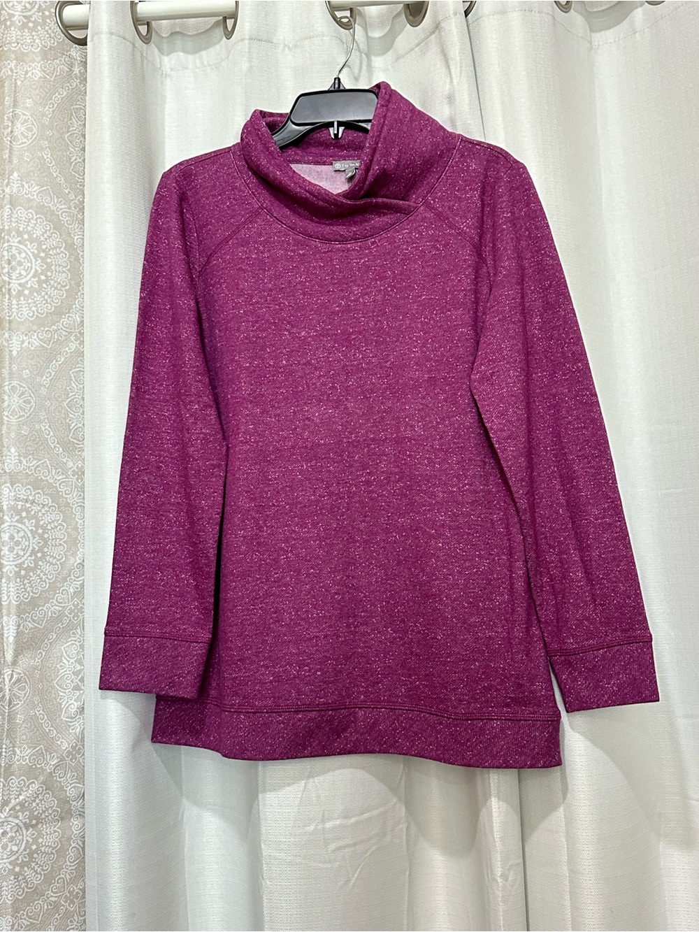 Talbots Heathered Magenta Cowl Neck Sweater